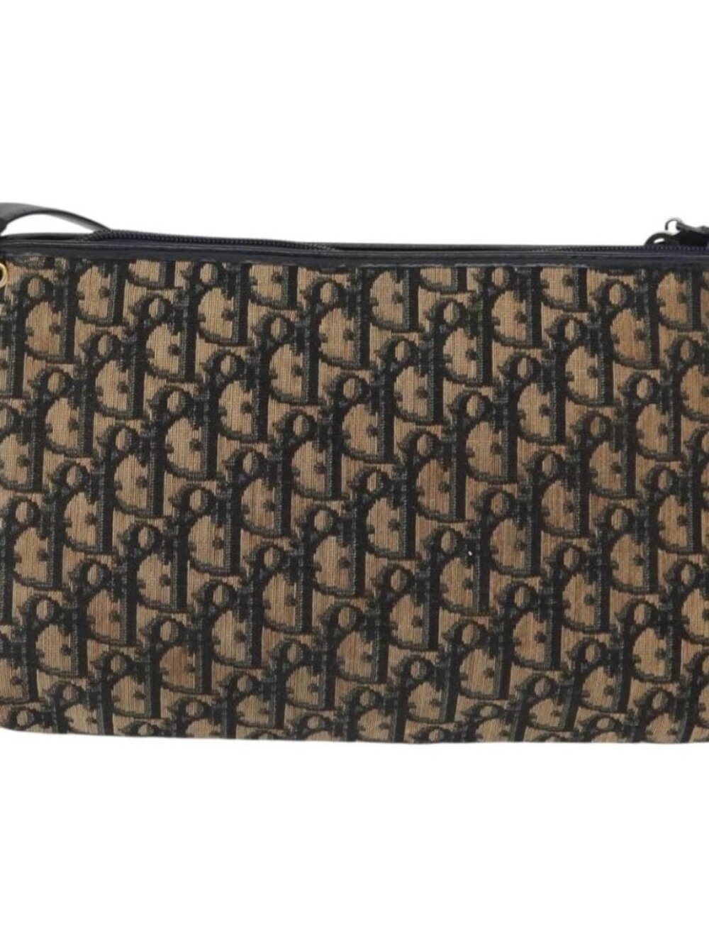 Christian Dior Trotter Canvas Shoulder Bag Navy Gold Auth 164287 - Picture 3 of 16